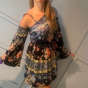 Free People Nomad Boho Cold Shoulder Mini Dress
